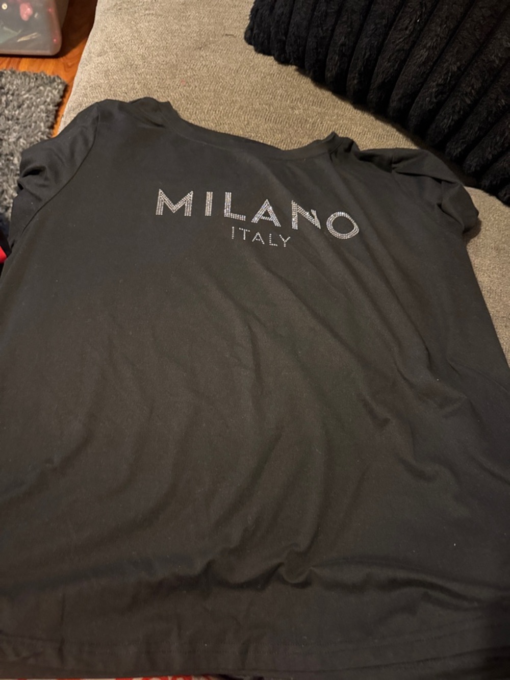 Milano Black Short Sleeve Graphic Tee with Silver Accent